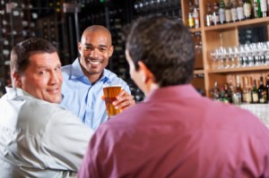 Three men at bar after work