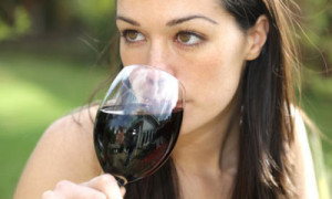 girl drinking red wine